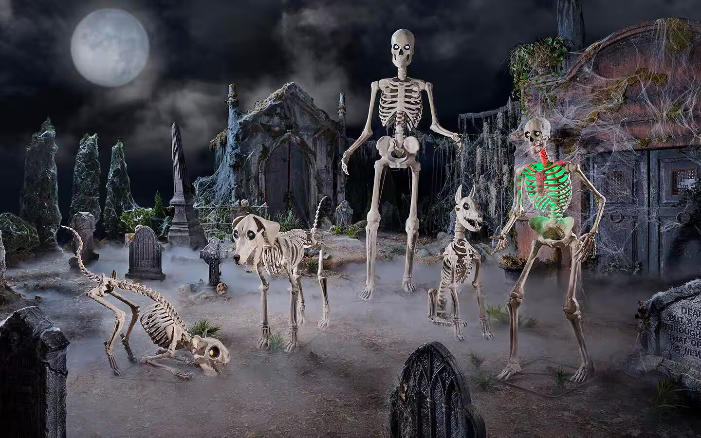 Giant 5.5 Ft Halloween Skeleton - Posable Glowing Eyes | Creepy Sounds w/ Motion Detection